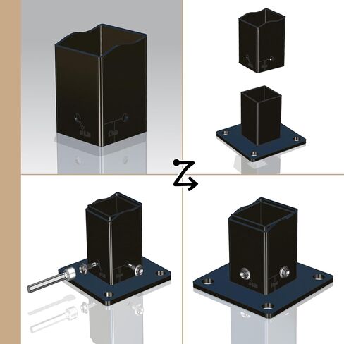 طقم شفة سياج مربع مقاس 1.5 × 1.5 بوصة، فولاذ مطلي بمسحوق عالي التحمل للدرابزين مع قاعدة مرساة واحدة، غطاء متشابك واحد، 4 مسامير تثبيت، 4 براغي تنصت (عبوة واحدة) in Saudi Arabia