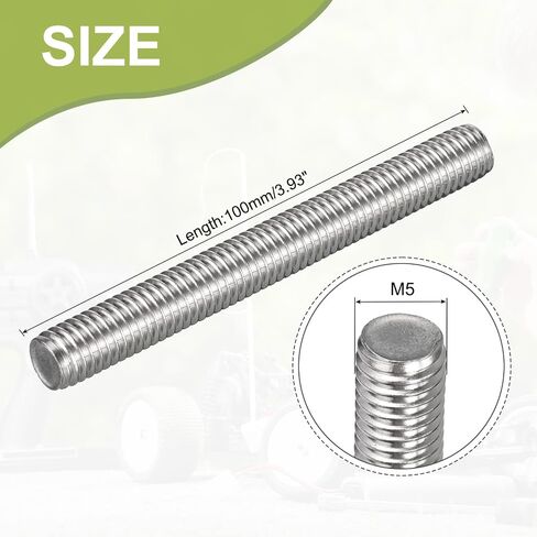 Fully Threaded Rod, M8-1.25 Thread Pitch, 100mm Length 304 Stainless Steel Thread Bar Studs Rods, Right-Hand Threads 10pcs in Saudi Arabia