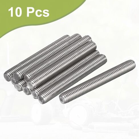 Fully Threaded Rod, M8-1.25 Thread Pitch, 100mm Length 304 Stainless Steel Thread Bar Studs Rods, Right-Hand Threads 10pcs in Saudi Arabia