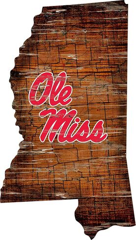 Fan Creations NCAA Mississippi Old Miss Rebels Unisex Ole Miss Mini Roadmap State Sign, Team Color, 12 inch in Saudi Arabia