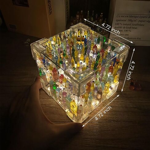 ضوء ليلي للمكعب السحري DIY - مصباح زينة LED لزجاجة النبيذ، مصباح طاولة غرفة النوم، أضواء ليلية مرآة، للأولاد والبنات والنساء in Kuwait