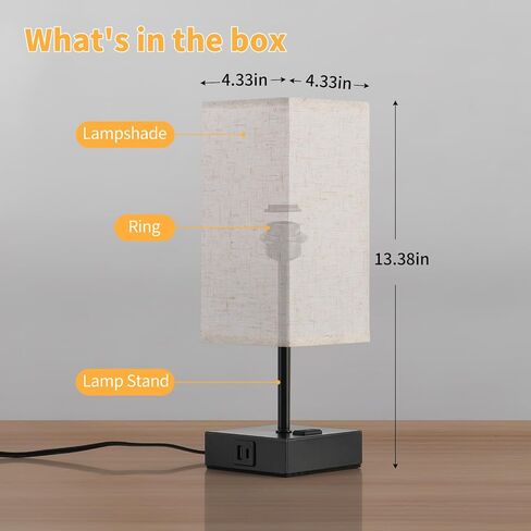 Bedside Lamps for Bedroom 3-Color Options Table Lamp with Fabric Shade Minimalist Desk Reading Lamps for Kids Room, Living Room,Bedroom, Office Dorm (E26 LED Bulbs Included) (RLTB-005) in Saudi Arabia