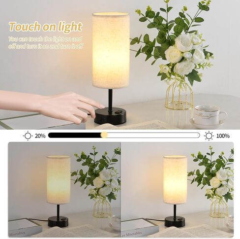 Bedside Lamps for Bedroom 3-Color Options Table Lamp with Fabric Shade Minimalist Desk Reading Lamps for Kids Room, Living Room,Bedroom, Office Dorm (E26 LED Bulbs Included) (RLTB-005) in Saudi Arabia