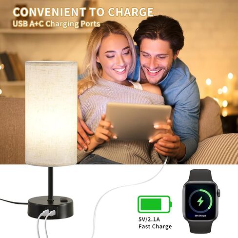Bedside Lamps for Bedroom 3-Color Options Table Lamp with Fabric Shade Minimalist Desk Reading Lamps for Kids Room, Living Room,Bedroom, Office Dorm (E26 LED Bulbs Included) (RLTB-005) in Saudi Arabia