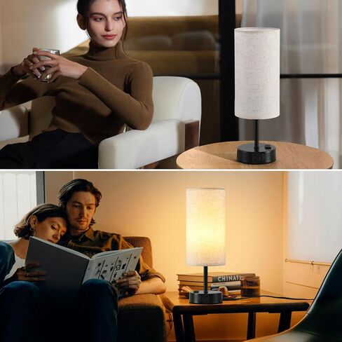 Bedside Lamps for Bedroom 3-Color Options Table Lamp with Fabric Shade Minimalist Desk Reading Lamps for Kids Room, Living Room,Bedroom, Office Dorm (E26 LED Bulbs Included) (RLTB-005) in Saudi Arabia