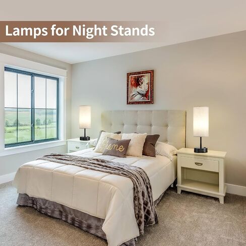Bedside Lamps for Bedroom 3-Color Options Table Lamp with Fabric Shade Minimalist Desk Reading Lamps for Kids Room, Living Room,Bedroom, Office Dorm (E26 LED Bulbs Included) (RLTB-005) in Saudi Arabia