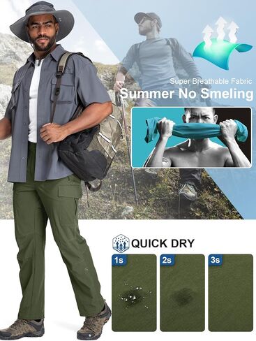 Mens Hiking Pants Convertible Lightweight Quick Dry Fishing Safari Camping Travel boy Scout Pants in Saudi Arabia