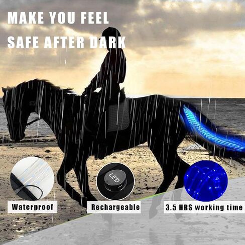 Horse LED Tail Light Bar, Riding Tail Trappings LED Horse Tail Decoration with 3 Lighting Modes and USB Rechargeable,Blue in Saudi Arabia
