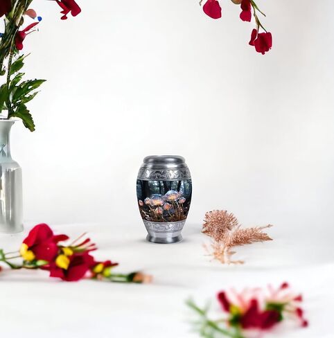 Glass Mushroom - Burial Cremation Urns - Small Keepsake Urns - 3 Inch - Pack of 1 - Decorative Memorial Urns - Funeral Cremation Urns for Ashes - Small Keepsake Urn - Mini Keepsake Urns in Kuwait