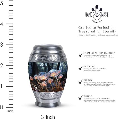 Glass Mushroom - Burial Cremation Urns - Small Keepsake Urns - 3 Inch - Pack of 1 - Decorative Memorial Urns - Funeral Cremation Urns for Ashes - Small Keepsake Urn - Mini Keepsake Urns in Kuwait