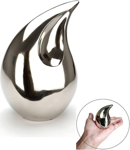 Small Keepsake Silver Teardrop Cremation Urns for Human Ashes for Both Adult Male, Female Men, Women Funeral Urns Memorial Mini Urn 3" Inch Size Pet Dogs, Cat Ashes Urn Secured Lid with Velvet Bag in Saudi Arabia