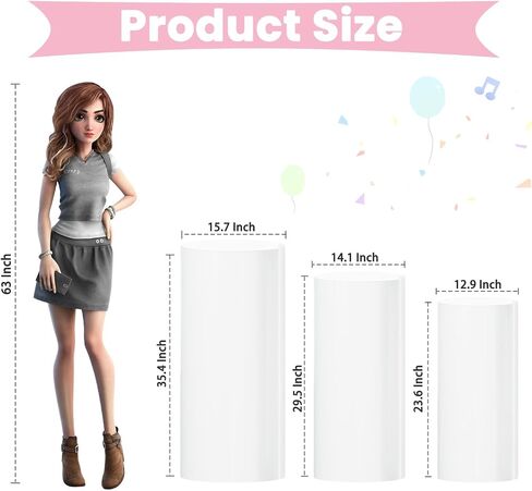 White Cylinder Stands for Party 5 PCS Plastic Cylinder Pedestal Stand Cylinder Plinth Display Box Stand Round Pillar Pedestal Stand Large Cylinder Table for Wedding Party in Saudi Arabia