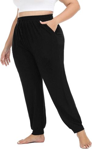 Women's Plus Size Joggers Cotton Sweatpants Casual Lounge Yoga Pants Drawstring with Pockets in Saudi Arabia