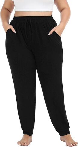 Women's Plus Size Joggers Cotton Sweatpants Casual Lounge Yoga Pants Drawstring with Pockets in Saudi Arabia