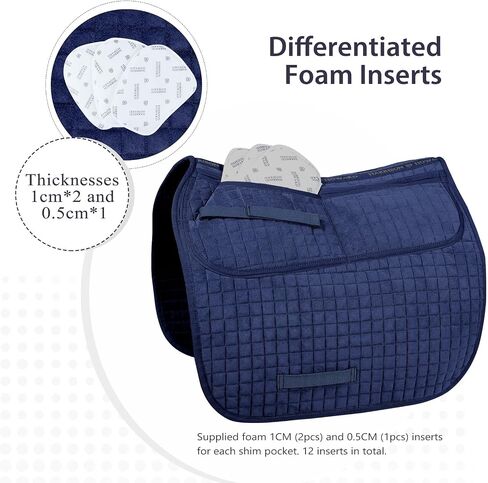 Harrison Howard Diamond Quilted Dressage Saddle Pad Adjustable with 4 Pockets and Foam Inserts with Differentiated Thickness Horse Riding Pad with Added Cushioning and Comfort in Saudi Arabia
