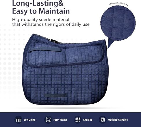 Harrison Howard Diamond Quilted Dressage Saddle Pad Adjustable with 4 Pockets and Foam Inserts with Differentiated Thickness Horse Riding Pad with Added Cushioning and Comfort in Saudi Arabia
