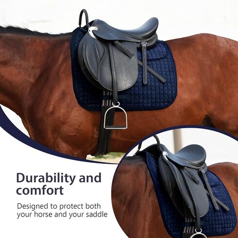 Harrison Howard Diamond Quilted Dressage Saddle Pad Adjustable with 4 Pockets and Foam Inserts with Differentiated Thickness Horse Riding Pad with Added Cushioning and Comfort in Saudi Arabia