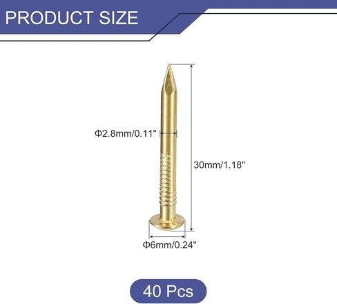 40 قطعة من الأظافر الصغيرة من uxcell 2.8 مم × 30 مم (DxL) أظافر نحاسية صغيرة أظافر صغيرة لصناديق الديكور الخشبية DIY والإكسسوارات المنزلية، لون نحاسي in Saudi Arabia