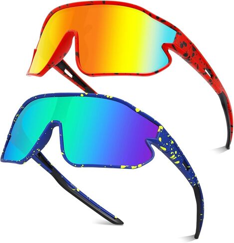 قطعتان من النظارات الشمسية للأطفال، نظارات شمسية للبيسبول للشباب، حماية من الأشعة فوق البنفسجية 400، ظلال رياضية لركوب الدراجات اللينة للشباب والأولاد والبنات 8-16 in Kuwait