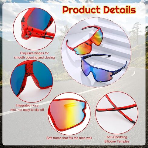 قطعتان من النظارات الشمسية للأطفال، نظارات شمسية للبيسبول للشباب، حماية من الأشعة فوق البنفسجية 400، ظلال رياضية لركوب الدراجات اللينة للشباب والأولاد والبنات 8-16 in Kuwait