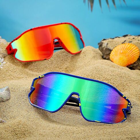 قطعتان من النظارات الشمسية للأطفال، نظارات شمسية للبيسبول للشباب، حماية من الأشعة فوق البنفسجية 400، ظلال رياضية لركوب الدراجات اللينة للشباب والأولاد والبنات 8-16 in Kuwait