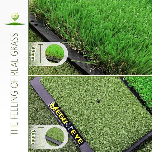Golf Hitting Mat with Ball Tray, 17x30 Dual-Turf Golf Mats Practice Outdoor, Heavy Duty Rubber Base, Golf Chipping Practice Mat,Portable Golf Traini with Rubber Tee (Dual Turf Velcro with Ball Tray) in Saudi Arabia