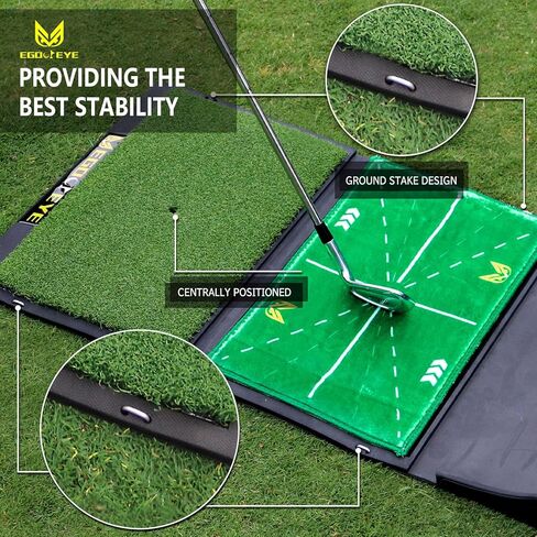 Golf Hitting Mat with Ball Tray, 17x30 Dual-Turf Golf Mats Practice Outdoor, Heavy Duty Rubber Base, Golf Chipping Practice Mat,Portable Golf Traini with Rubber Tee (Dual Turf Velcro with Ball Tray) in Saudi Arabia