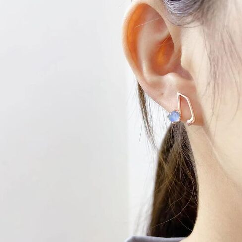 Opal Music Note Asymmetrical Stud Earrings for Women Girls White Gold Plated Round Created Opal Ear Piercing Dangle Drop Earring Fashion Jewelry Gifts Sensitive Ears in Saudi Arabia