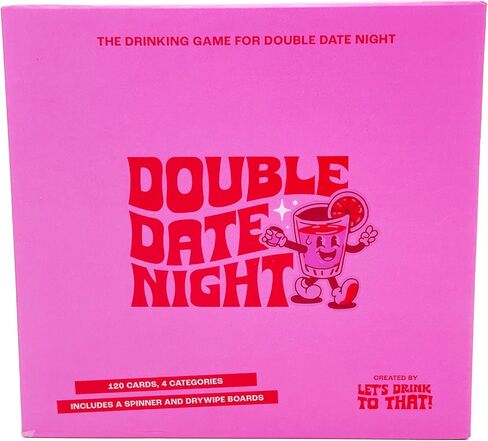 Funwares Let's Drink to That: Double Date Night من Island Dogs - لعبة الشرب للتمور المزدوجة - تتضمن 120 بطاقة، 4 فئات، دوار، لوح مسح جاف in Kuwait