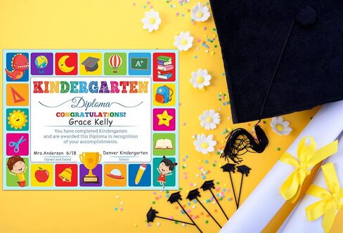WhatSign 30 قطعة شهادة التخرج من رياض الأطفال دبلوم ما قبل المدرسة شهادات إنجاز رياض الأطفال للطفل شهادة الإنجاز جوائز الطلاب لوازم الفصول الدراسية لمعلم المدرسة الابتدائية in Kuwait
