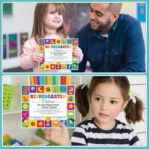 WhatSign 30 قطعة شهادة التخرج من رياض الأطفال دبلوم ما قبل المدرسة شهادات إنجاز رياض الأطفال للطفل شهادة الإنجاز جوائز الطلاب لوازم الفصول الدراسية لمعلم المدرسة الابتدائية in Kuwait