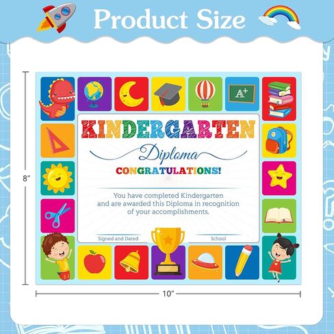 WhatSign 30 قطعة شهادة التخرج من رياض الأطفال دبلوم ما قبل المدرسة شهادات إنجاز رياض الأطفال للطفل شهادة الإنجاز جوائز الطلاب لوازم الفصول الدراسية لمعلم المدرسة الابتدائية in Kuwait