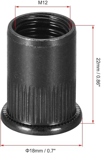 uxcell M10 Rivet Nuts Carbon Steel Zinc-Plated Knurled Flat Head Threaded Insert Nut Black 30Pcs in Saudi Arabia