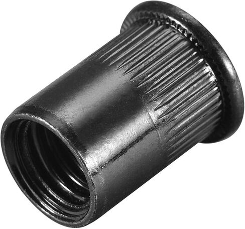 uxcell M10 Rivet Nuts Carbon Steel Zinc-Plated Knurled Flat Head Threaded Insert Nut Black 30Pcs in Saudi Arabia