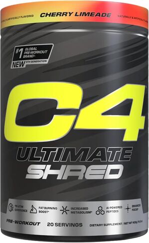 Cellucor C4 Ultimate Shred Pre Workout Powder, Metabolism Supplement with Cayenne Extract+300mg Caffeine+TeaCrine+Dynamine - Orange Creamsicle, 20 Servings in Saudi Arabia