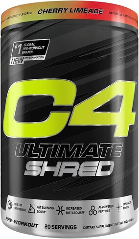 Cellucor C4 Ultimate Shred Pre Workout Powder, Metabolism Supplement with Cayenne Extract+300mg Caffeine+TeaCrine+Dynamine - Orange Creamsicle, 20 Servings in Saudi Arabia