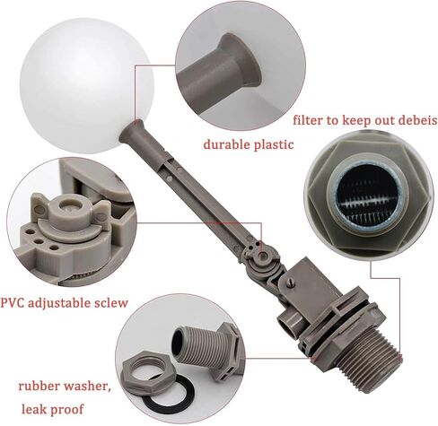 صمام كروي عائم للمياه 3/4 مع ذراع قابل للتعديل لبركة خزان المياه، صمام تعويم رمادي يغلق تلقائيًا لسقي الماشية in Kuwait