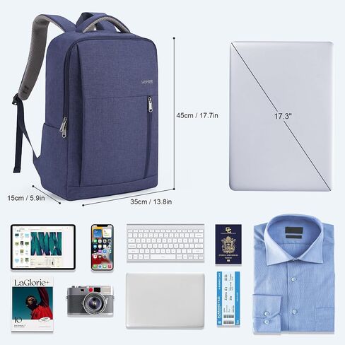 HOMIEE 17 Inch Laptop Backpack Slim Durable Business Computer Travel Backpack with USB Charging Port, Lightweight Casual Daypack for Work Office College Men Women, Black in Saudi Arabia