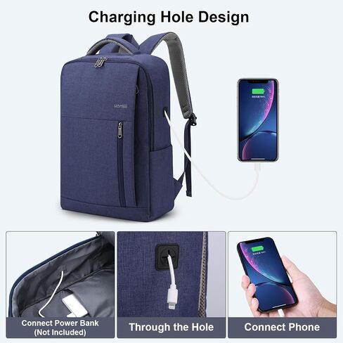 HOMIEE 17 Inch Laptop Backpack Slim Durable Business Computer Travel Backpack with USB Charging Port, Lightweight Casual Daypack for Work Office College Men Women, Black in Saudi Arabia