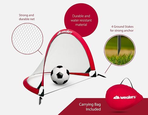 Collapsible Soccer Goal Set of 2 with Travel Bag - Ultra Portable 4 Foot Instant Pop Up Football Goal Nets for The Beach| Playground | Backyard | Camping - Kids Soccer Training Nets in Saudi Arabia
