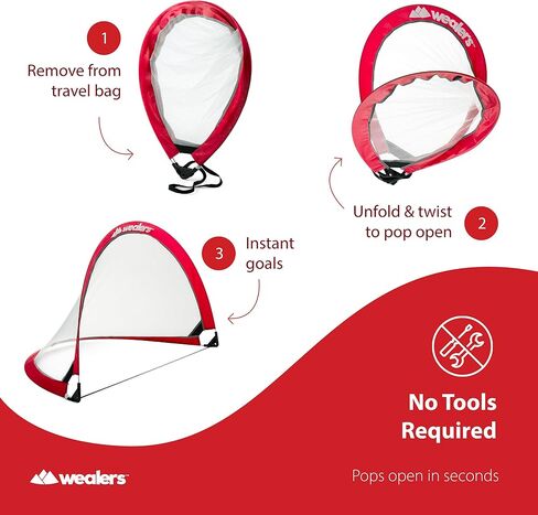 Collapsible Soccer Goal Set of 2 with Travel Bag - Ultra Portable 4 Foot Instant Pop Up Football Goal Nets for The Beach| Playground | Backyard | Camping - Kids Soccer Training Nets in Saudi Arabia