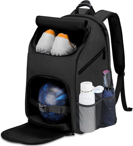 Bowling Bag,Bowling Ball Bag for Bowling Accessories,Bowling Shoes and Bowling Balls Separate Space，Silicone Handle,Large, with Padded Ball Holder,Gifts for Bowling Lovers in Kuwait