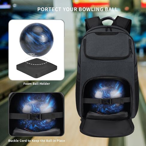 Bowling Bag,Bowling Ball Bag for Bowling Accessories,Bowling Shoes and Bowling Balls Separate Space，Silicone Handle,Large, with Padded Ball Holder,Gifts for Bowling Lovers in Kuwait