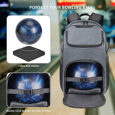 Bowling Bag,Bowling Ball Bag for Bowling Accessories,Bowling Shoes and Bowling Balls Separate Space，Silicone Handle,Large, with Padded Ball Holder,Gifts for Bowling Lovers in Saudi Arabia