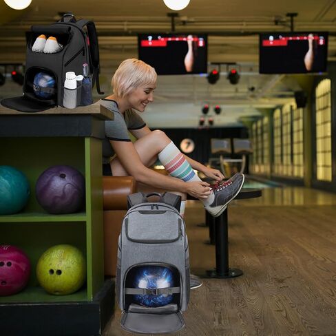Bowling Bag,Bowling Ball Bag for Bowling Accessories,Bowling Shoes and Bowling Balls Separate Space，Silicone Handle,Large, with Padded Ball Holder,Gifts for Bowling Lovers in Kuwait