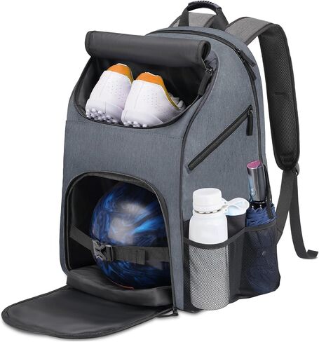 Bowling Bag,Bowling Ball Bag for Bowling Accessories,Bowling Shoes and Bowling Balls Separate Space，Silicone Handle,Large, with Padded Ball Holder,Gifts for Bowling Lovers in Saudi Arabia