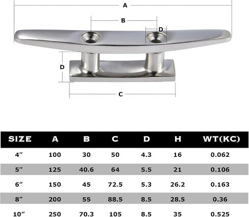 CHANGE MOORE Boat Cleat Open Base Boat Cleat, Dock Cleats 4 inch Dock Cleat 316 Stainless Steel Boat Mooring Accessories, Include Installation Accessories in Kuwait