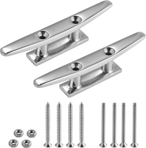CHANGE MOORE Boat Cleat Open Base Boat Cleat, Dock Cleats 4 inch Dock Cleat 316 Stainless Steel Boat Mooring Accessories, Include Installation Accessories in Kuwait