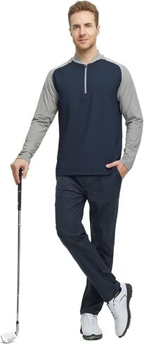 M MAELREG Quarter Zip Pullover Men Moisture Wicking Micro Fleece Performance Raglan Collarless Golf Sweatshirts for Men in Saudi Arabia