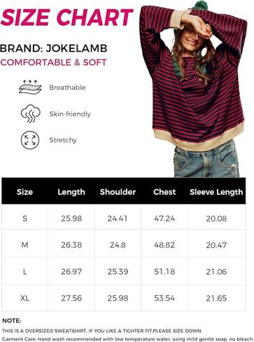 Women's Oversized Striped Sweatshirt 2024 Fall Pullover Color Block Tunic Tops Outfits with Pocket in Saudi Arabia